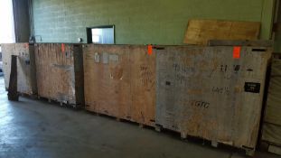 Lot of 7 crates, 142 pieces, 40" TI bucket blades, alloy TI 64, 6327 lbs total wt.