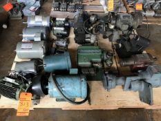 Lot of assorted electric motors, (1) double end bench grinder, pumps and parts etc.