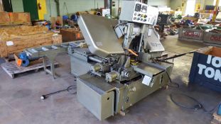 Kysor HA- 250 horizontal metal band saw, with 6' feed conveyor.