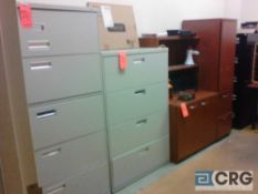 Lot - contents of office, furniture only - desk with return, multiple filing cabinets, misc
