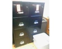 Fire King 4-drawer letter size fireproof filing cabinet, with key