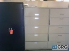 Lot - contents of locker room - filing cabinets, storage cabinet, lockers (in 2 locations)