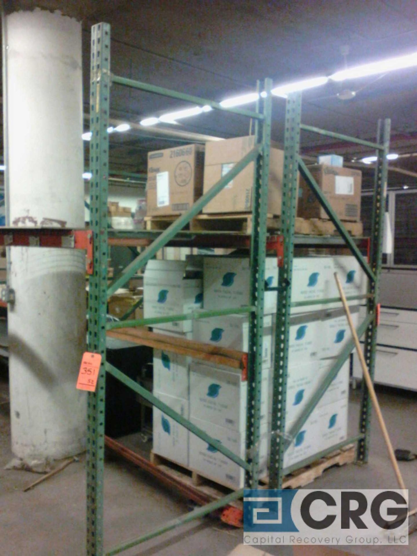 Lot of (52) sections Interlake teardrop pallet racking (front half of warehouse). Includes: (63) 42" - Image 3 of 3