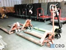 Lot of (4) asst hydraulic pallet jacks, for parts or repair