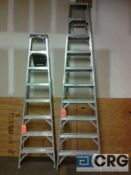 Lot of (2) Werner aluminum stepladders - (1) 8', 300-lb capacity, and (1) 10', 300-lb capacity