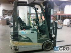 Nissan 35 electric forklift, 3-stage mast, sideshift, 187" lift height, 2900-lb capacity, 36-volt,