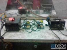 Lot - Hako 850 soldering station, Hako Desoldering station, and (2) Tenma soldering iron