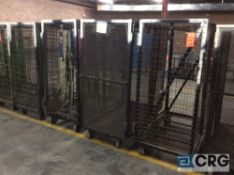 Lot of (4) portable steel merchandise shipping cages, appox 65" x 31" x 70" tall.