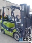 Clark C25CL forklift, propane, 4500-lb capacity, 189" height, sideshift, triple mast, 5876 hours,