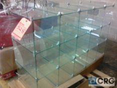 15-compartment glass display fixture, 52" x 16" x 40" tall