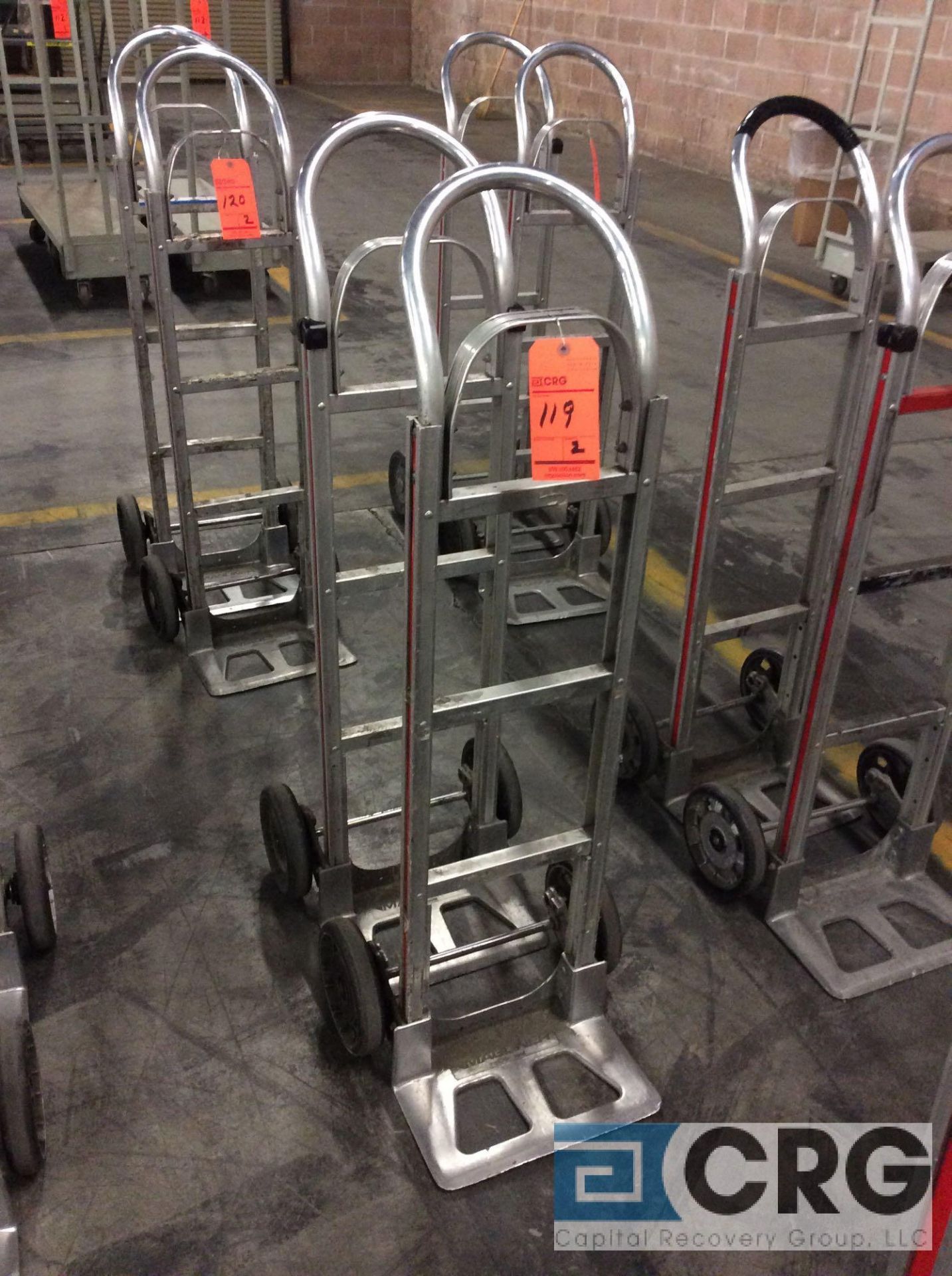 Lot of (2) Magliner 500 lb cap 2- wheel solid tire hand trucks