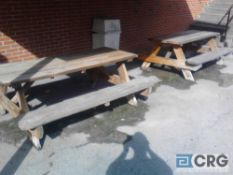 Lot of (2) wooden 6' picnic tables