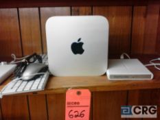 Apple Mac Mini with Memorex external drive, flat panel monitor keyboard and mouse