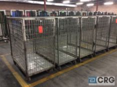 Lot of (4) portable steel merchandise shipping cages, approx 54" x 30" x 59" tall.