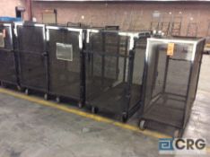 Lot of (4) portable steel merchandise shipping cages, approx 60" x 30" x 58" tall.