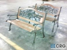 Lot of (2) wrought iron and wood benches