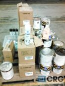 Lot of paint, includes (26) gallons Sherwin Williams yellow traffic paint, (10) cases Sherliner