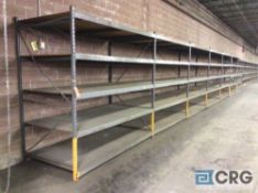 Lot of (7) sections 8' high x 8' long x 48" deep sections of adjustable metal shelving