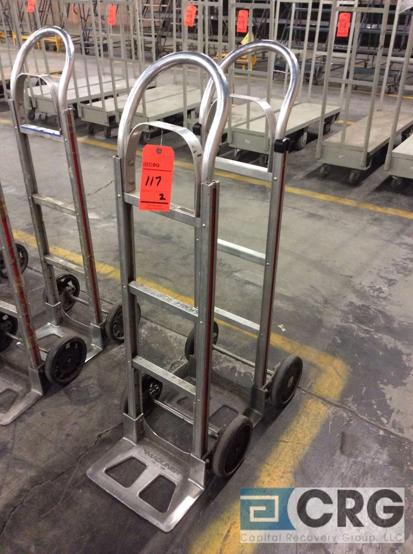 Lot of (2) Magliner 500 lb cap 2- wheel solid tire hand trucks