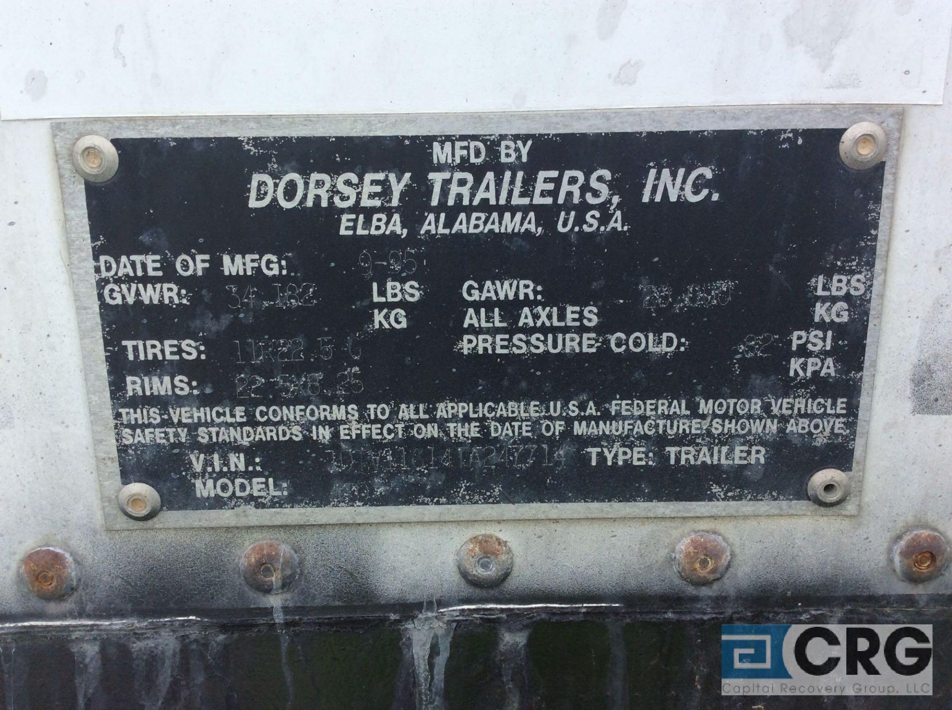1996 Dorsey 32' S/A trailer, roll up door, VIN #1DTV11G14TA247714, ZA-37 - Image 3 of 3
