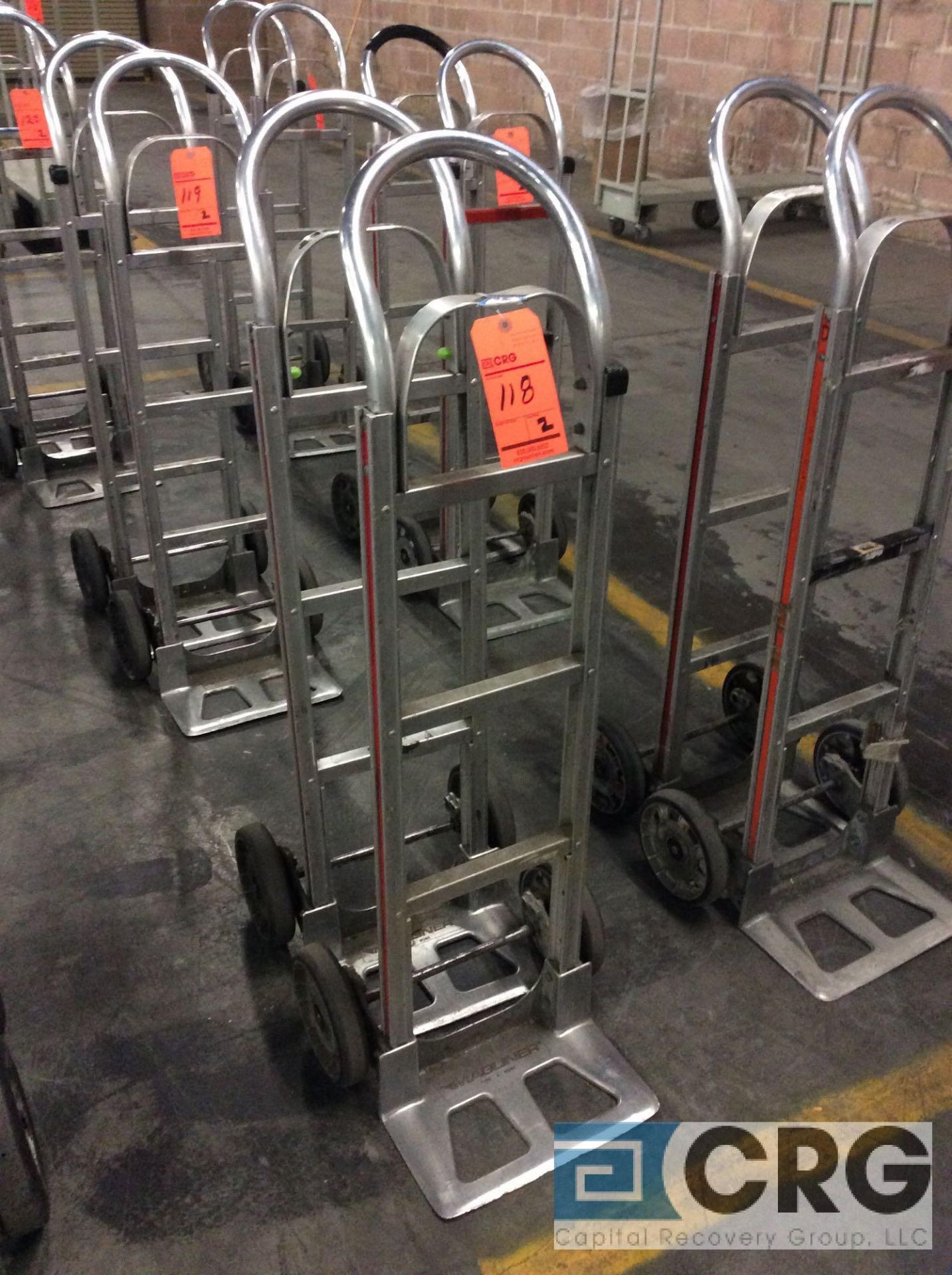 Lot of (2) Magliner 500 lb cap 2- wheel solid tire hand trucks