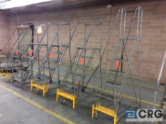 Lot of (5) asst 6-step and 7-step rolling steel stock ladders