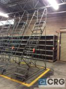 Tri Arc 12-step steel warehouse rolling stock ladder, approx 10' standing height