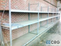 Lot of (10) section adjustable bulk storage racking, 30" x 8' x 8' tall, 3 levels