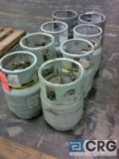 Lot of (8) steel propane tanks for floor buffers, some full/partial