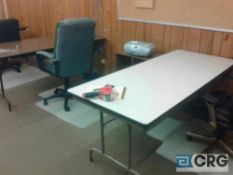 Lot - all office furniture on the 2nd level, includes (4) folding leg tables, (6) tables/desks, (17)