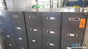 Lot of (5) assorted letter size metal file cabinets, 5 drawers per cabinet