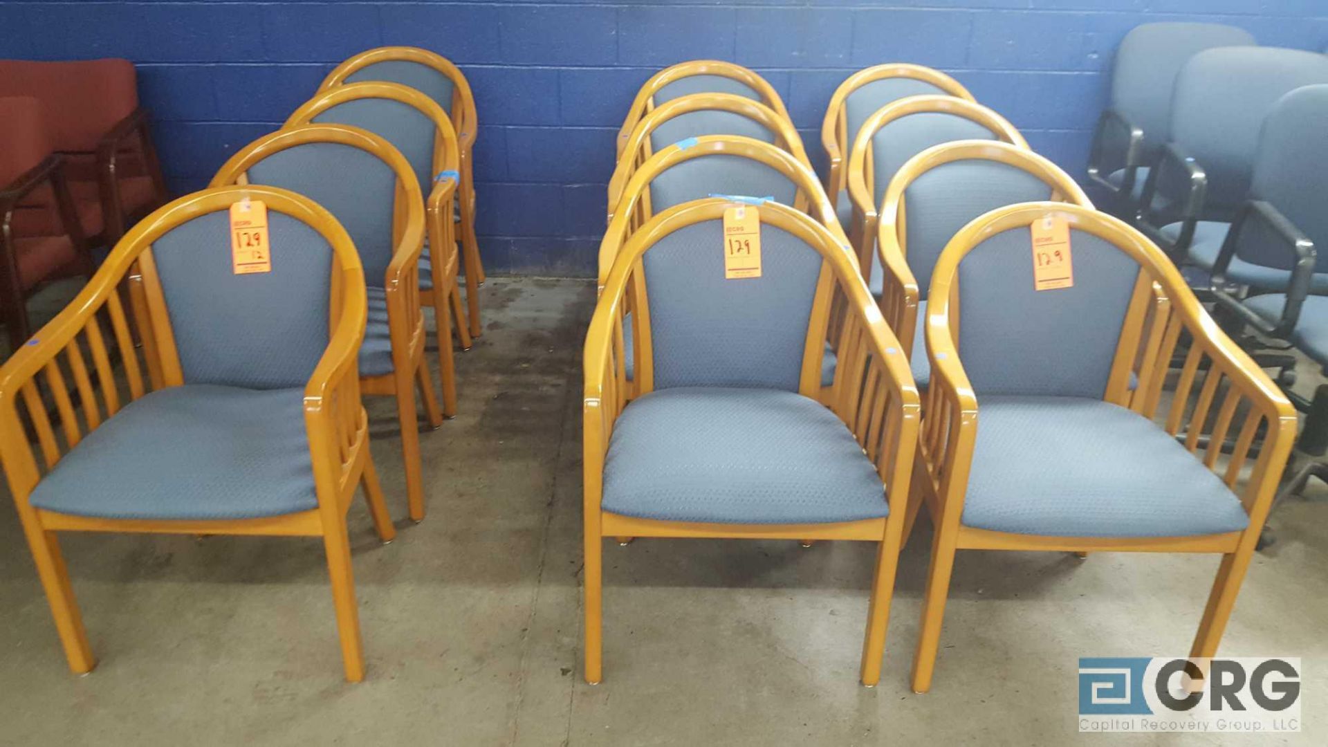 Lot of (12) wood framed upholstered armchairs