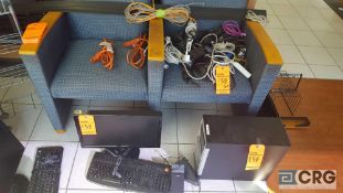 Lot includes (6) assorted flat screen monitors, each with keyboard mouse and speakers, (1)