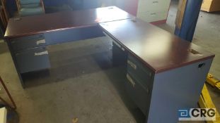 Lot of (3) assorted desks, 1 60 inch double pedestal, and two secretarial desks, 60" with 48"