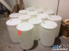 Lot of 13 plastic barrels