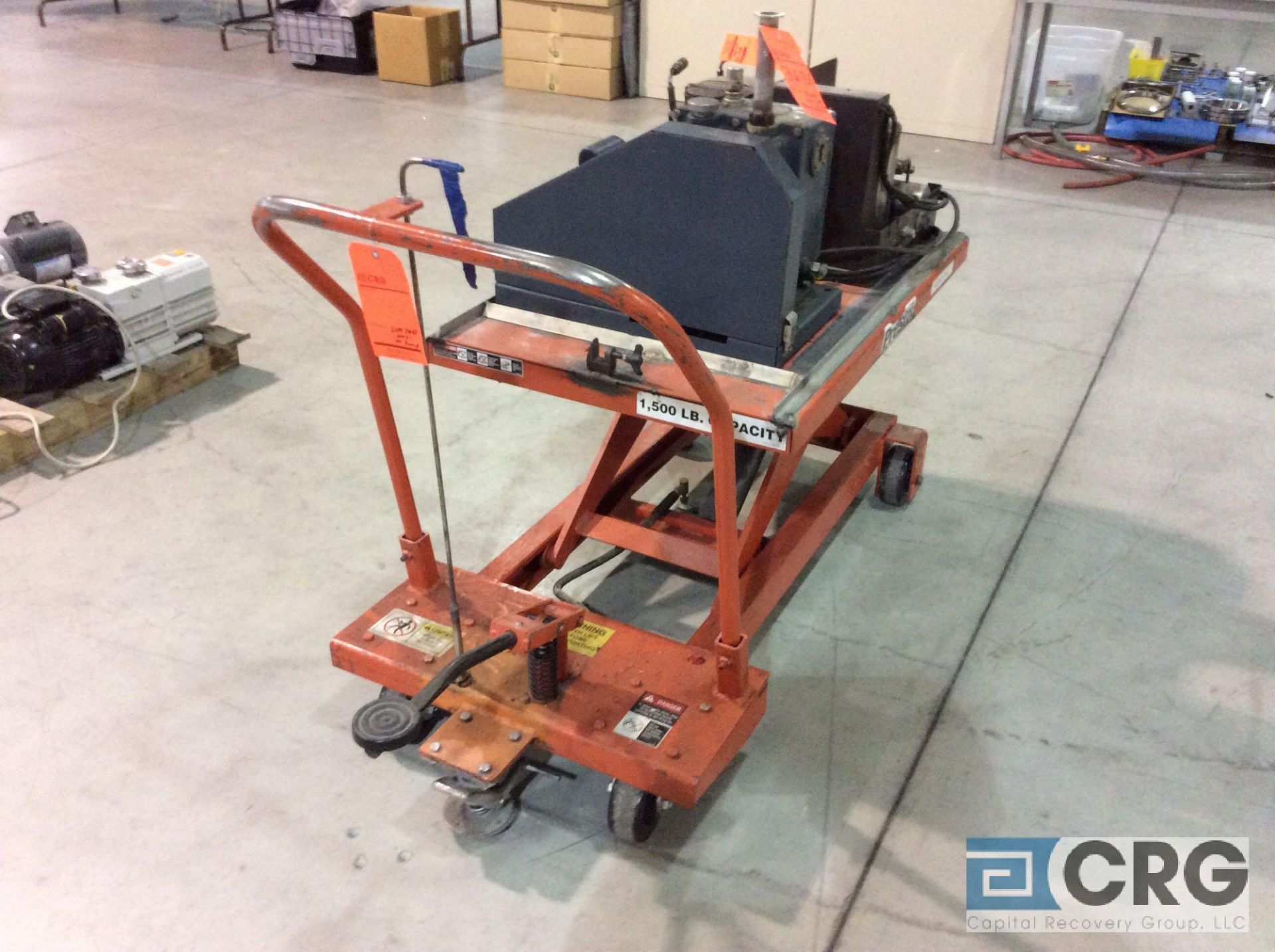 Presto portable hydraulic lift table, model XP24-15, serial XP00050-000-10, 1500 lb capacity. No - Image 2 of 3