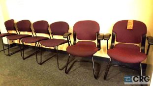 6 assorted upholstered metal frame chairs