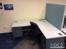 Lot contains the contents of the control room, includes seven assorted L-shaped desks, 7 assorted