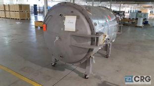 MLI Vacuum Chamber. SS, approximately 7' long x 5' diameter, on casters, with hinged doors on both