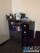 Lot of assorted office Furnishings including (1) L shaped desk, (2) assorted file cabinets,
