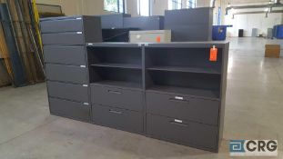 One lot of six assorted Gray metal lateral file cabinets
