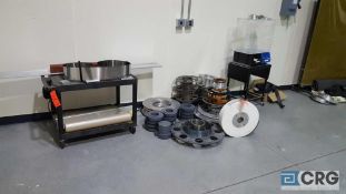 Lot of assorted parts, accessories, and welding screen.