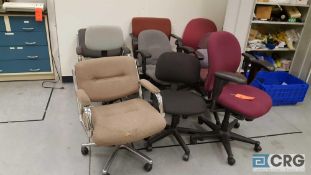 Lot of assorted lab Furnishings including desks chairs partition and portable whiteboard