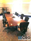 Lot includes the contents of the conference room, includes a 48 inch by 12 ft mahogany type