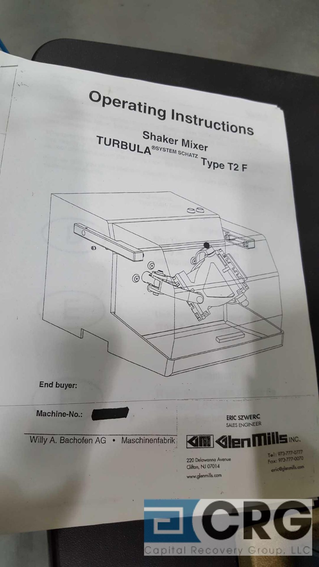 Glen Mills Turbula, shaker mixer, type T2F, serial number 910168. - Image 4 of 4