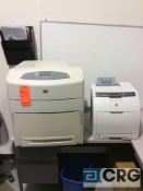 Lot of four assorted printers, including 1 HP color LaserJet 5550 n, 1hp color LaserJet 3600 n, 1 HP