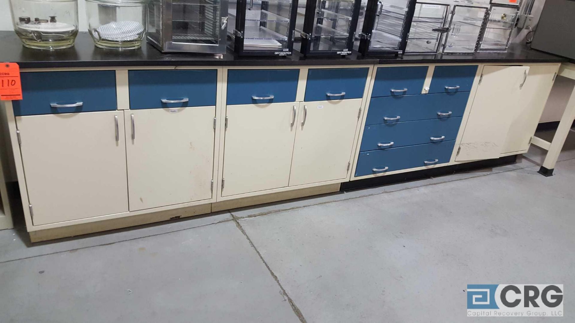 Lot of assorted lab cabinets and tables, etc.