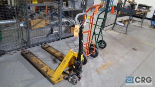 Lot includes one Mobile ML55 hydraulic pallet jack with 27" x 48" forks, 5500 # capacity, and two