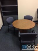 Contents of 2 assorted offices, including 2 L shaped desks, 3) 36 in diameter conference tables,