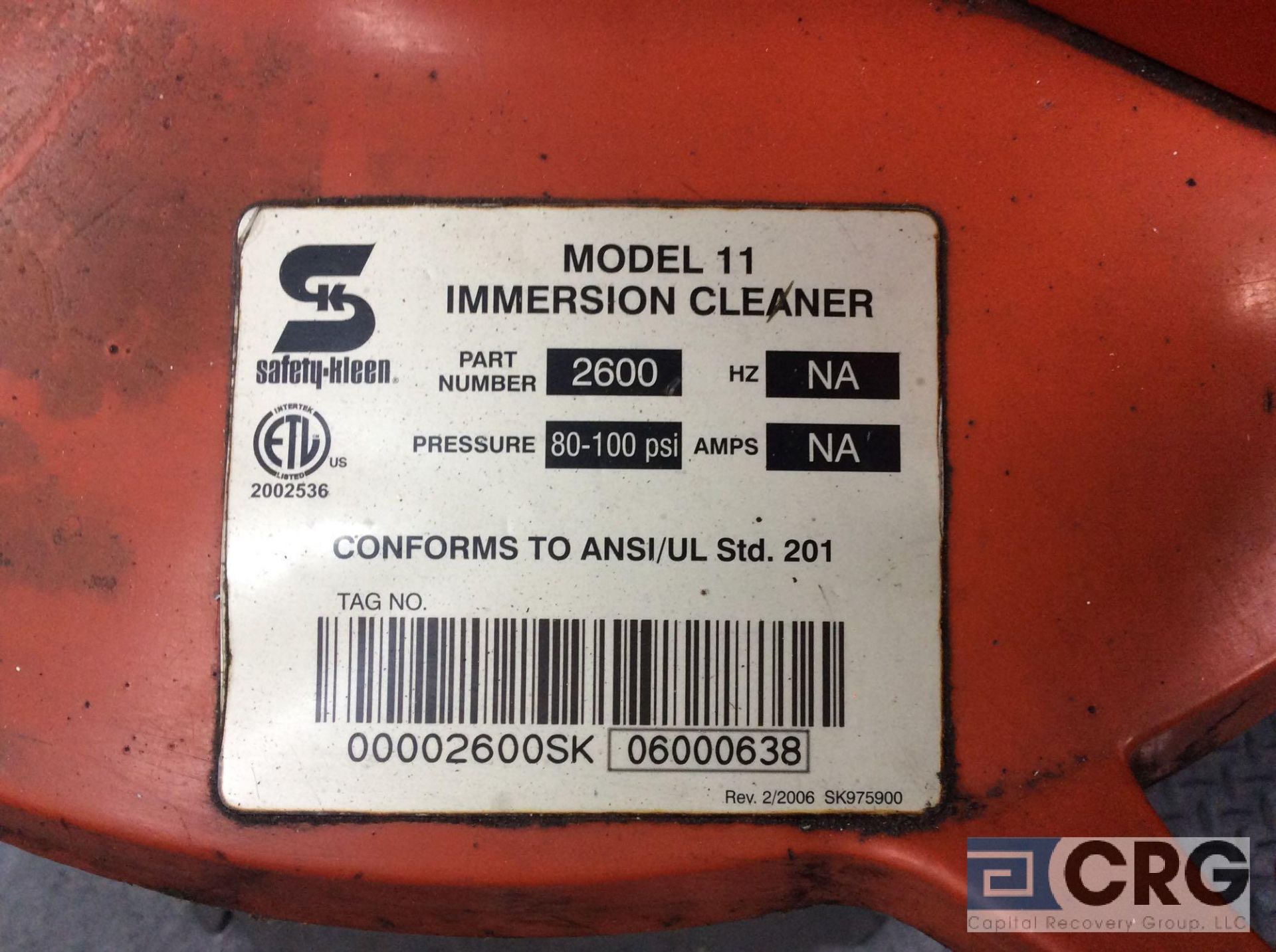 Safety Kleen Immersion and cold parts cleaner, mn 11 (LOCATED IN BLDG 1 CARB/INJECTION LAB) - Image 2 of 2